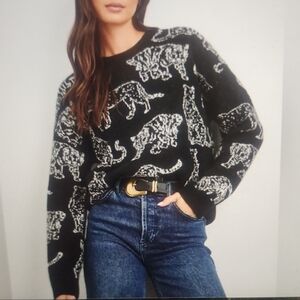 Faith & Zoe Black and White Leopard Print Sweater Size S